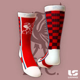 Liverpool FC Red White and Maroon Checkered Moisture Wicking Crew Socks - Sporting Up