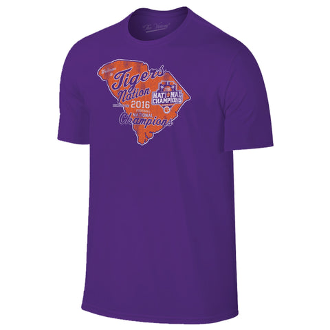 Clemson Tigers 2016 College Football Champions "Tiger Nation" Purple T-Shirt - Sporting Up