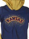 Kansas Jayhawks Colosseum Girls Blue Metallic Star Logo LS Hooded T-Shirt (XS) - Sporting Up