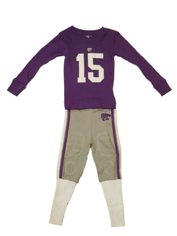Conjunto de pijama estilo uniforme de fútbol americano Long John de los Kansas State Wildcats (3t) - Sporting Up