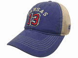 Kansas Jayhawks Wilt Chamberlain #13 Mesh Vintage Retro Flexfit Slouch Hat Cap - Sporting Up