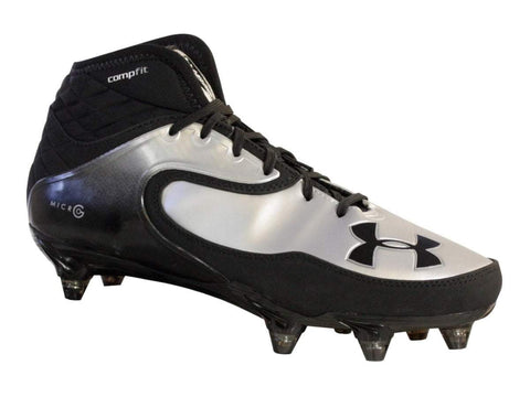 Under Armour Nitro Icon MID D Black Silver Football Shoes Detachable Cleats (9) - Sporting Up