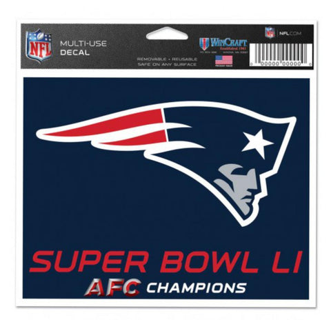 New England Patriots Super Bowl LI 51 AFC Champions Navy Autocollant multi-usage 5"x6" - Sporting Up