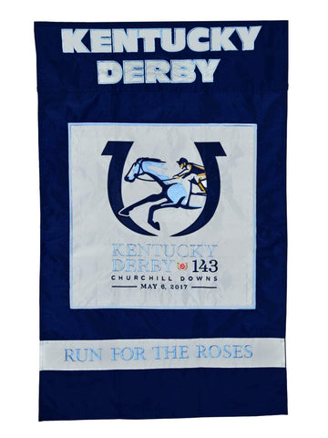 2017 Kentucky Derby Churchill Downs Pferderennen-Flagge für drinnen und draußen (114,3 x 71,1 cm) – Sporting Up
