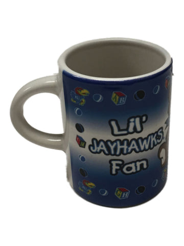 Kansas jayhawks "lil jayhawks fan my first kansas mug" mini taza de café de cerámica - haciendo deporte