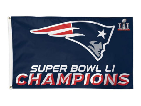 Bandera de lujo azul marino de los campeones del Super Bowl LI de los New England Patriots 2017 (3'x5') - Sporting Up