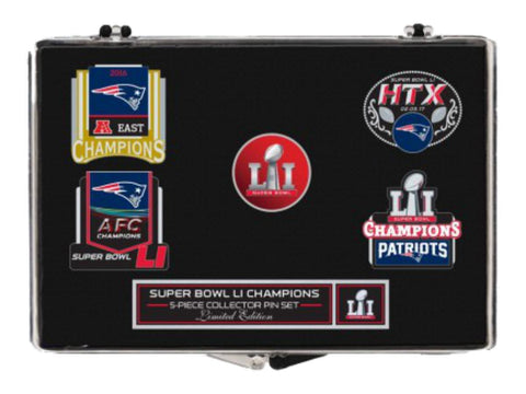 New England Patriots 2017 Super Bowl LI Champions 5 Piece Collector Pin Set - Sporting Up