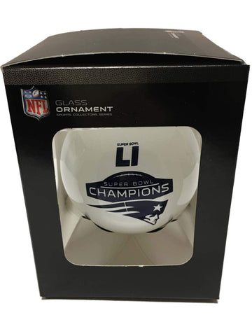 Shop New England Patriots 2017 Super Bowl LI Champions White Glass Christmas Ornament - Sporting Up