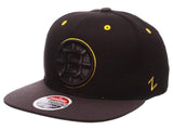 Boston Bruins Zephyr Black Z11 ZWool Adjustable Snapback Flat Bill Hat Cap - Sporting Up