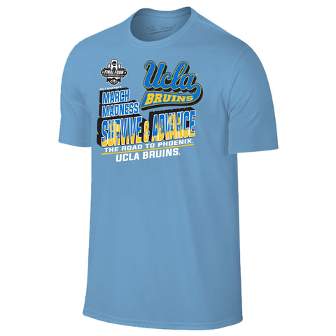 Ucla bruins basket 2017 march galenskap överleva & avancera blå t-shirt - sporting up