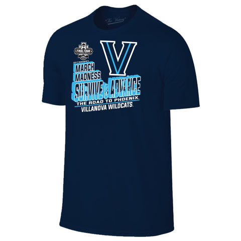 Villanova wildcats basket 2017 marsch galenskap överleva & avancera marin t-shirt - sporting up