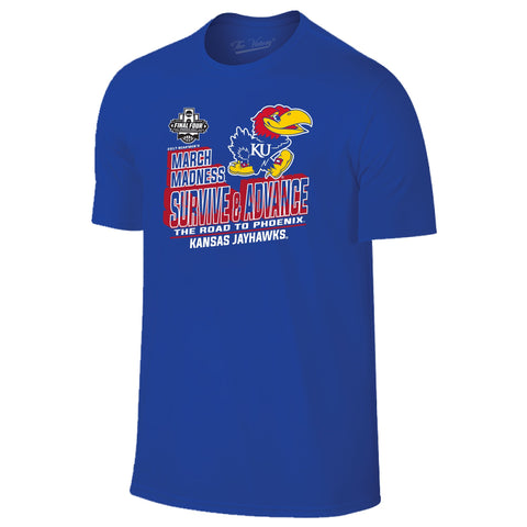 Shop Kansas Jayhawks Basketball 2017 March Madness Survive & Advance Blue T-Shirt - Sporting Up