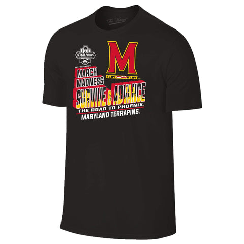 Maryland terrapins basket 2017 march galenskap överleva & avancera svart t-shirt - sporting up
