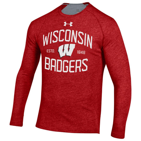 Achetez les blaireaux du Wisconsin sous armure t-shirt anti-odeur rouge à manches longues - sporting up