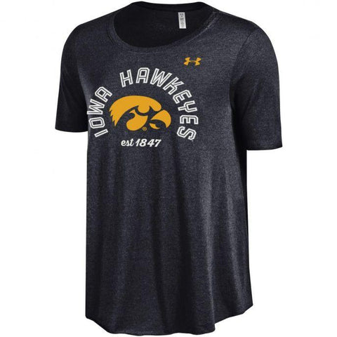 Iowa Hawkeyes Under Armour Damen schwarzes Heatgear-loses, weiches, geruchshemmendes T-Shirt – sportlich