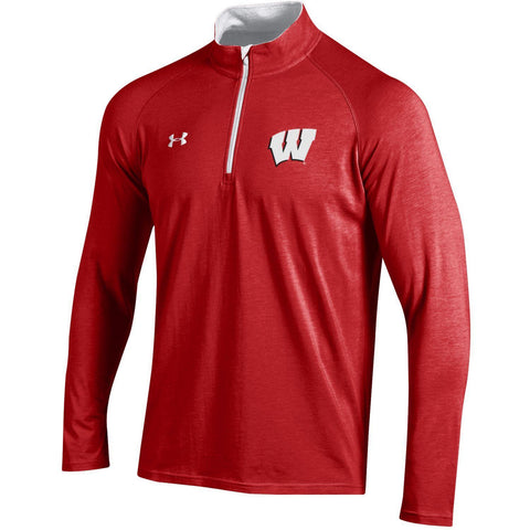 Shop Wisconsin Badgers Under Armour Red Lightweight Loose Soft 1/4 Zip Pullover - Sporting Up