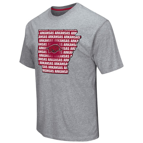 Compre camiseta de algodón de manga corta con contorno del estado gris del coliseo de los Arkansas Razorbacks - Sporting Up