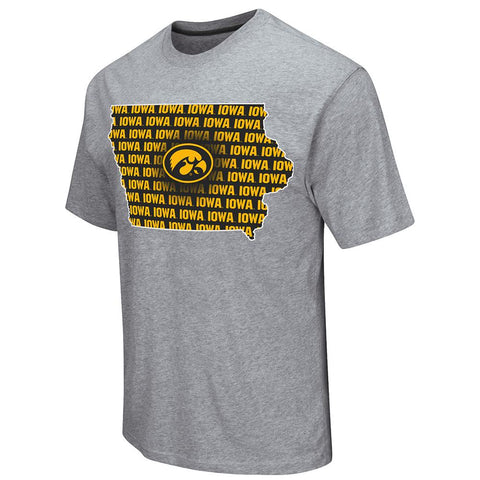 Iowa hawkeyes coliseo gris estado contorno camiseta de algodón de manga corta - sporting up