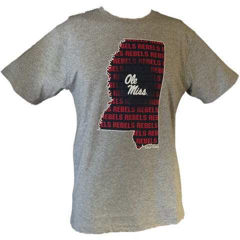 Ole miss rebels colisseum camiseta de algodón de manga corta con contorno de estado gris - sporting up
