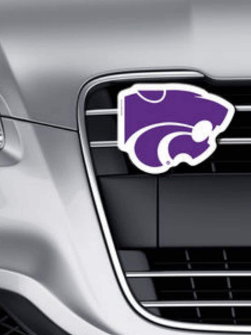 Logo blanc violet WinCraft des Wildcats de l'État du Kansas sur l'emblème de la calandre de la voiture Gogo - Sporting Up