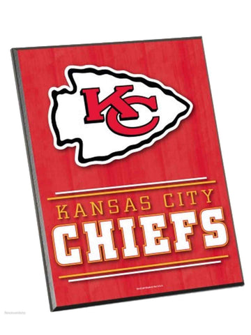Compre letrero de caballete con borde de aluminio biselado de madera roja WinCraft de los Kansas City Chiefs (8" x 10") - Sporting Up