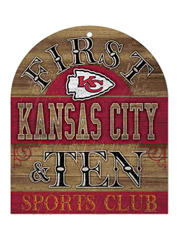 Shop Kansas City Chiefs WinCraft "First & Ten" Sports Club Wooden Sign (10" x 12") - Sporting Up