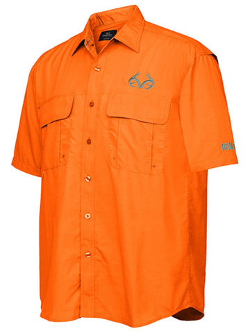 Shop Realtree Camouflage Colosseum Orange Button Up Mesh Lined Collared Fishing Shirt - Sporting Up