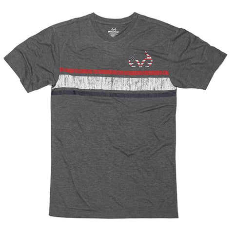 Boutique realtree camouflage colisée drapeau américain bois doux t-shirt confortable - sporting up