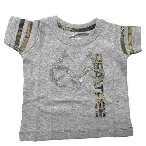 Realtree camouflage colisée bébé bébé gris realtree bois t-shirt en coton - sporting up