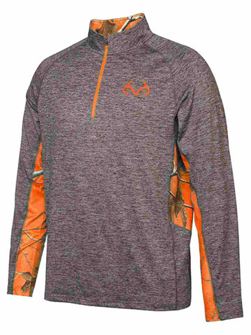 Realtree camuflaje coliseo gris naranja claro suelto 1/4 zip pullover windshirt - sporting up