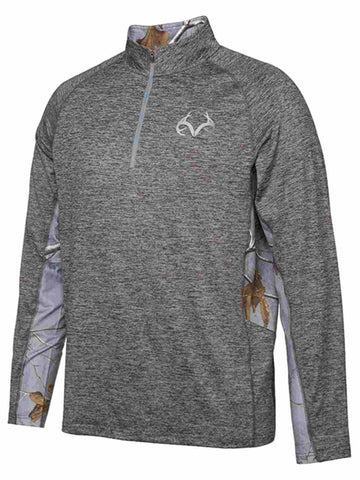 Realtree Camouflage Colosseum Gray Steel Light Loose 1/4 Zip Pullover Windshirt - Sporting Up