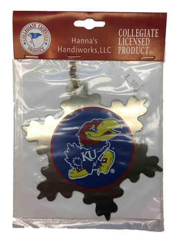 Kansas Jayhawks Hanna's Handiworks Schneeflocken-Weihnachtsbaumschmuck aus Metall – Sporting Up