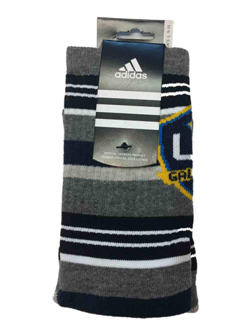 Shop Los Angeles LA Galaxy Adidas Gray Navy Black & White Striped Crew Socks (L) - Sporting Up