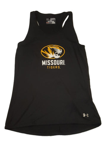 Camiseta sin mangas negra con espalda cruzada para niñas de los tigres de Missouri under armour heatgear (m) - sporting up