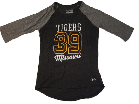 Camiseta gris holgada de manga 3/4 para niñas de los tigres de Missouri under armour heatgear (m) - sporting up