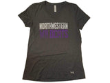 Northwestern Wildcats Under Armour Heatgear WOMEN Gray V-Neck T-Shirt (M) - Sporting Up