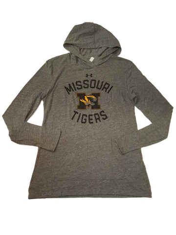 Missouri tigers under armor grå ultramjuk långärmad t-shirt med huva (m) - sportig