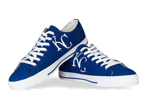 Handla kansas city royals row one unisex blå "kc" logotyp canvas skor med snörning - sportig upp