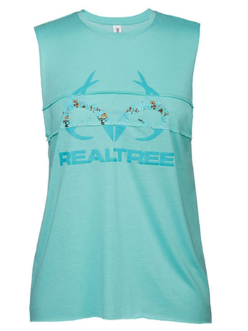 Shop Realtree Camouflage WOMEN Seafoam Green Antler Logo Muscle Tank Top T-Shirt - Sporting Up