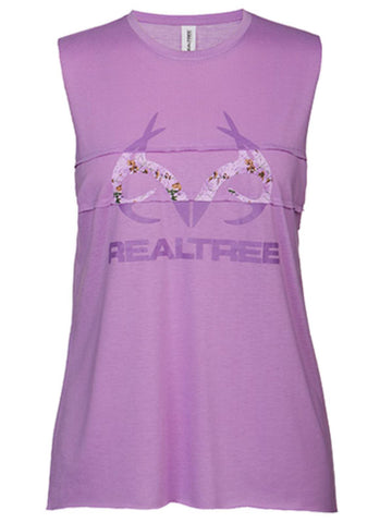 Shop Realtree Camouflage WOMEN Violet Purple Antler Logo Muscle Tank Top T-Shirt - Sporting Up