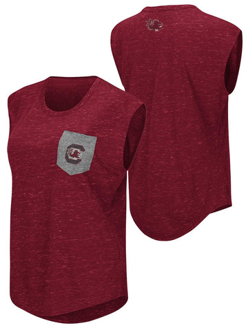 T-shirt à manches coiffées avec poche rouge pour femmes, Gamecocks de Caroline du Sud, Colosseum - Sporting Up