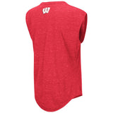 Camiseta de manga corta con bolsillo desgastado rojo para mujer del Coliseo de los tejones de Wisconsin - sporting up