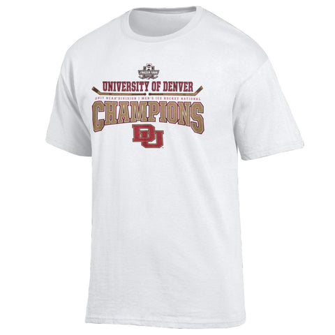 Denver Pioneers 2017 Hockey Frozen Four Champions Nationaux Vestiaire T-shirt - Sporting Up