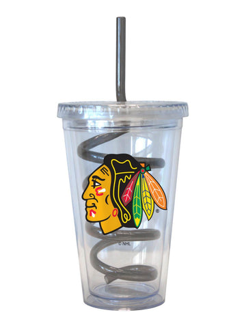 Shop Chicago Blackhawks NHL Boelter Clear Tumbler Cup with Black Crazy Swirl Straw - Sporting Up