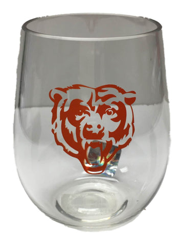 Chicago Bears NFL Boelter BPA Free Clear Stemless Plastic Wine Glass (20oz) - Sporting Up