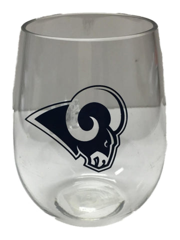 Los Angeles Rams NFL Boelter BPA Free Clear Stemless Plastic Wine Glass (20oz) - Sporting Up