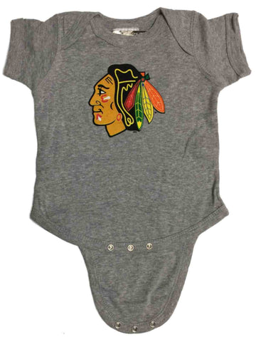 Chicago blackhawks saag bebé bebé gris regazo hombro traje de una pieza - deportivo