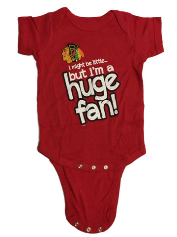 Chicago blackhawks bebé bebé rojo enorme ventilador regazo hombro traje de una pieza - luciendo
