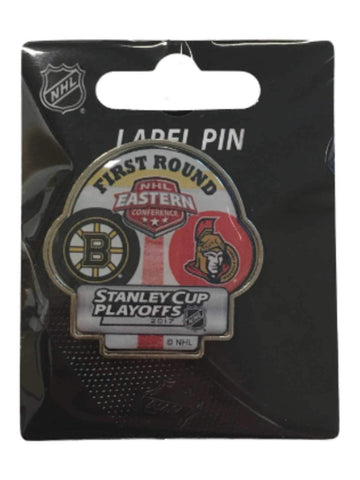 Achetez l'épingle de duel du premier tour des séries éliminatoires de la Coupe Stanley 2017 des Sénateurs d'Ottawa des Bruins de Boston - Sporting Up