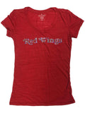 Detroit Red Wings Saag camiseta con cuello en V y lentejuelas rojas para mujer - sporting up